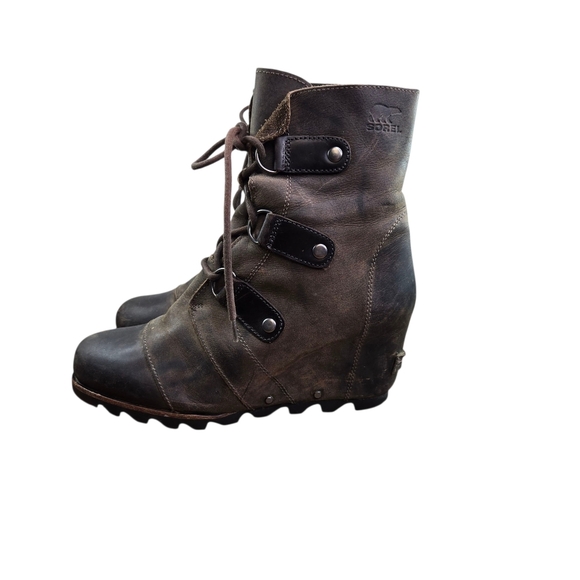 Sorel Joan Of Artic Wedge Mid Patina Brown Boots - Picture 2 of 12